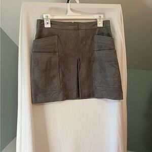 BCBG Gray Suede Mini Skirt with Pockets size Small